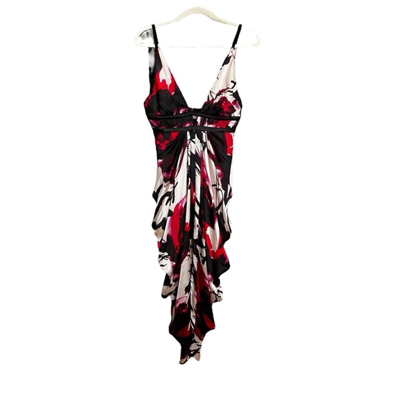 BEBE Y2K Draped Silk Maxi Dress Plunging V-Neckline Sleeveless Boho Chic Size S - Picture 11 of 16